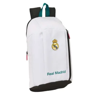 Safta Real Madrid Equipacion 26/27 Mini Mochila - 8.5L - Hombreras Acolchadas - Cremallera Vertical - Asa - Bolsillo Frontal - Ajustables y Confortables - 22x39x10cm - Color Blanco y Negro