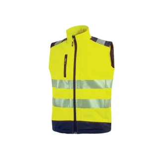 Upower Dany Chaleco Soft Shell Transpirable - Talla 2XL - Impermeable, Bolsillo Pecho con Cremallera, Cordon Antienredo, Bandas Reflex, Proteccion DPI2 - Color Amarillo Fluorescente