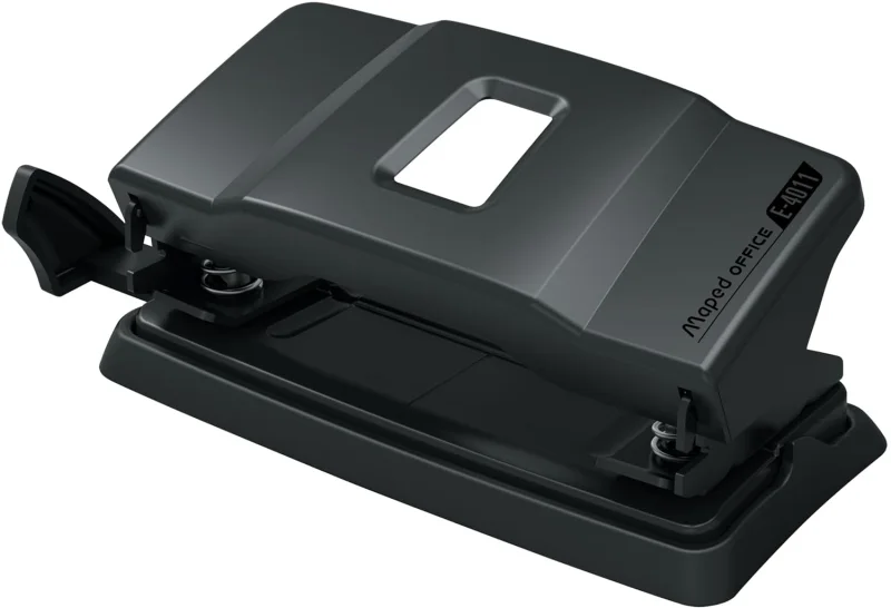 Maped Essentials Metal E-4011 Perforadora de Sobremesa - 2 Agujeros - Regleta Multi-Formatos - Hasta 12 Hojas a la vez - Color Negro