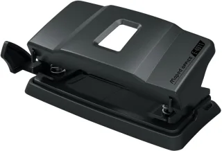 Maped Essentials Metal E-4011 Perforadora de Sobremesa - 2 Agujeros - Regleta Multi-Formatos - Hasta 12 Hojas a la vez - Color Negro