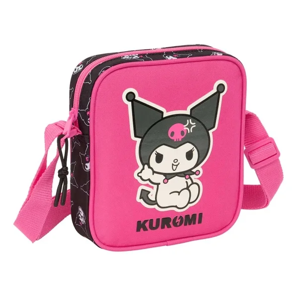 Safta Kuromi Bolsito con Bandolera - 1L - Material Duradero - Ideal para Uso Diario - 160x40x180mm - Color Negro y Rosa