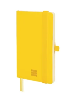 Finocam Nexo Cuaderno de Tapa Blanda - 72 Hojas - 90x150mm - Papel Crema de 80g/m2 - Liso - Bolsillo Interior - Cierre con Goma - Hojas Microperforadas - Color Amarillo
