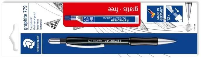 Staedtler Pack de 1 Portaminas 779 de 0.7mm + 1 Tubo de 12 Minas - Zona de Agarre Ergonomica - Resistente a Roturas