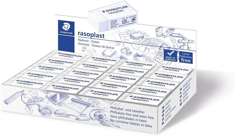 Staedtler Rasoplast 526 B40 Goma de Borrar - Borrado de Alta Calidad - Minimos Residuos - Color Blanco · Pack de 40 uds.