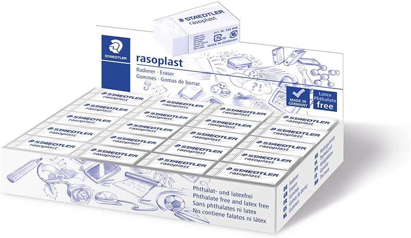 Staedtler Rasoplast 526 B40 Goma de Borrar - Borrado de Alta Calidad - Minimos Residuos - Color Blanco · Pack de 40 uds.