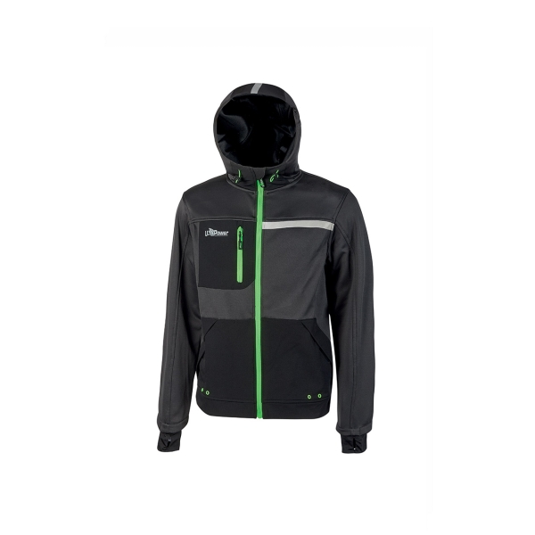 Upower Galaxy Sudadera de Trabajo con Cremallera - Talla 2XL - Material Suave y Transpirable, Secado Rapido, Multiples Bolsillos, Capucha Ajustable, Detalles Reflectantes, Proteccion DPI1 -