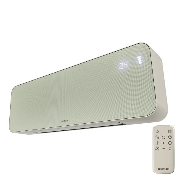 Cecotec ReadyWarm 3000 Textile Calefactor de Pared - 2000W - Pantalla LED - Incluye Accesorios - Temporizador - Apagado Automatico - Cobertura hasta 20m2 - Mando a Distancia - Color Menta