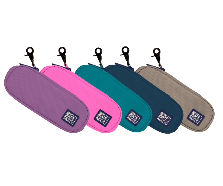 Oxford B-Hook Estuche Semirrigido Portatodo - 1 Compartimento - Gancho para Colgar - Bolsillo Interior de Rejilla - Fabricado en Material Reciclado - Colores Surtidos · Pack de 5 uds.