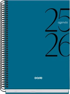 Dohe System Agenda Escolar 25/26 Espiral A5 - Dia Pagina - Papel 70g/m2 - Cubierta de Carton Plastificado - Color Azul