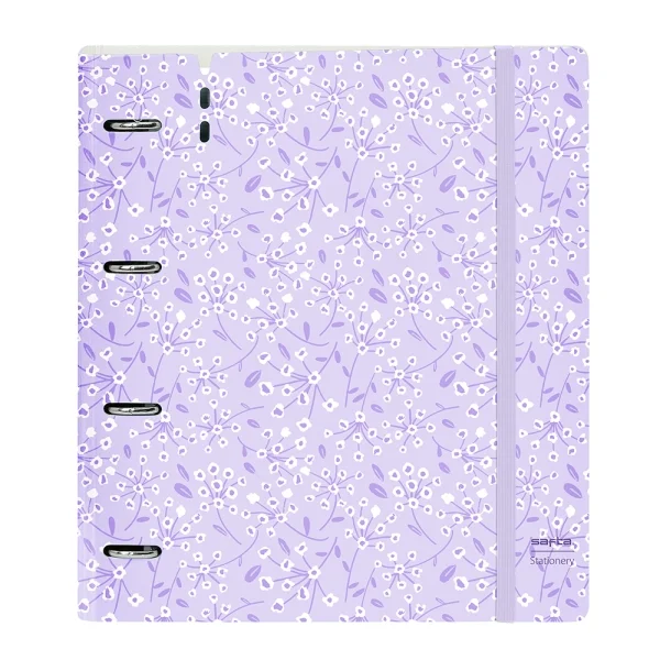 Safta Carpeta con 4 Anillas 35mm - Tapa de Plastico - Recambio 100 Hojas - Cierre Elastico - Ranura para Boligrafo - Solapa Interior - 270x40x320mm - Color Morado