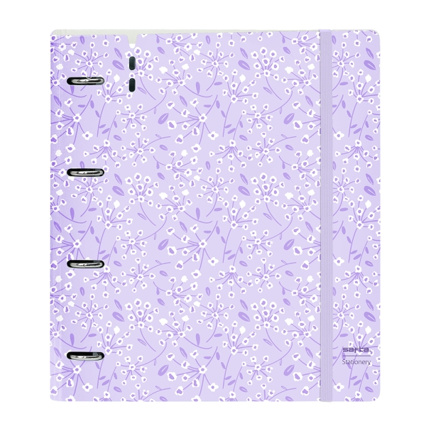 Safta Carpeta con 4 Anillas 35mm - Tapa de Plastico - Recambio 100 Hojas - Cierre Elastico - Ranura para Boligrafo - Solapa Interior - 270x40x320mm - Color Morado