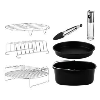 Cecotec Cecofry Pack de 8 Accesorios para Freidora de Aire hasta 6.5L - Superficie Antiadherente - Apto para Lavavajillass - Libre de BPA - Color Surtido