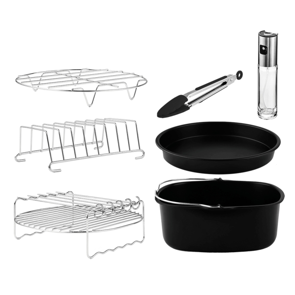 Cecotec Cecofry Pack de 8 Accesorios para Freidora de Aire hasta 6.5L - Superficie Antiadherente - Apto para Lavavajillass - Libre de BPA - Color Surtido