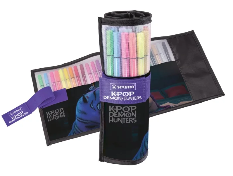 Stabilo Pen 68 K-Pop Demon Hunter Pack Enrollable con 25 Rotuladores de Punta de Fibra - Trazo de 1mm aprox. - Tinta con Base de Agua - Colores Surtidos