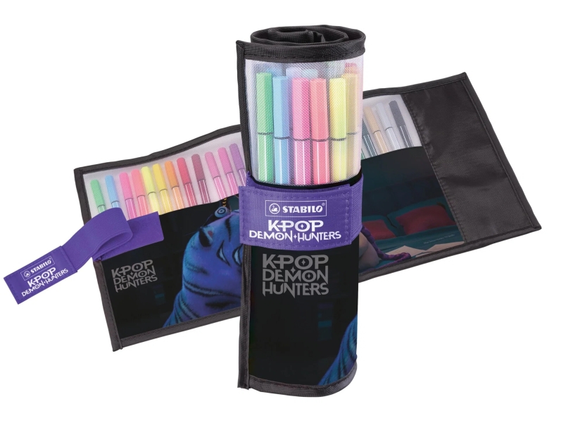 Stabilo Pen 68 K-Pop Demon Hunter Pack Enrollable con 25 Rotuladores de Punta de Fibra - Trazo de 1mm aprox. - Tinta con Base de Agua - Colores Surtidos