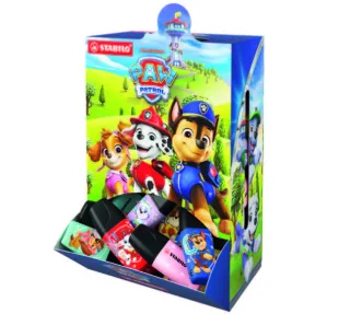 Stabilo Boss Mini Patrulla Canina Expositor de 50 Marcadores Fluorescentes con Diseños de la Patrulla Canina - Trazo entre 2 y 5mm - Tinta con Base de Agua - Antisecado - Colores Surtidos