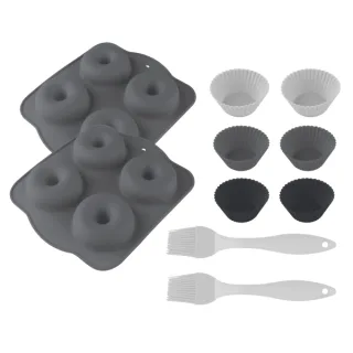 Cecotec Cecofry SweetBake Pack de Moldes para Donas y Magdalenas - Compatible con Freidoras de 6 a 8L - Libre de BPA - Superficie Antiadherente - Incluye Pinceles de Silicona - Facil Limpiez