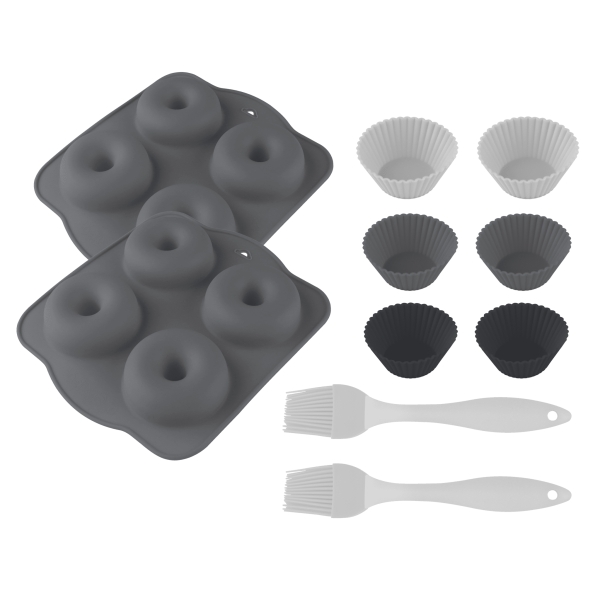 Cecotec Cecofry SweetBake Pack de Moldes para Donas y Magdalenas - Compatible con Freidoras de 6 a 8L - Libre de BPA - Superficie Antiadherente - Incluye Pinceles de Silicona - Facil Limpiez