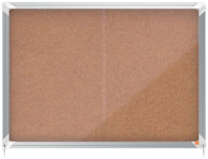 Nobo Premium Plus Vitrina de Puerta Corredera con Fondo de Corcho 8xA4 Hojas - Tamaño 925x668mm - Superficie Autorreparable - Color Natural