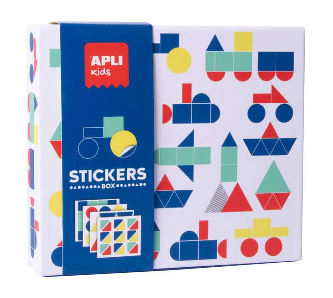 Apli Kids Juegos de Gomets Vehiculos - 200G Laminas Ilustradas - Gomets Removibles Geometricos - Alto Valor Didactico - Diseño Exclusivo de Caja de Carton - Recomendado para Niños a Partir de 3 Años