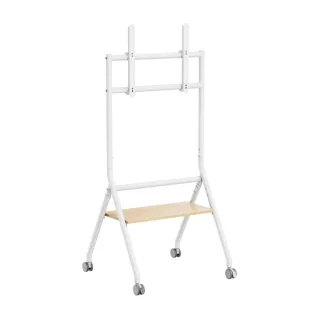 Aisens Soporte de Suelo ECO con Rueda - 1 Bandeja para Pantalla Interactiva/TV 80kg de 37-86 - Color Blanco/Madera