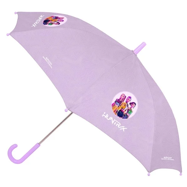 Safta K-Pop Demon Hunters Iconic Paraguas Automatico - Diametro de 60cm - Cupula con 8 Paneles - Punta de PVC - Asa Engomada - Poliester - Color Lavanda