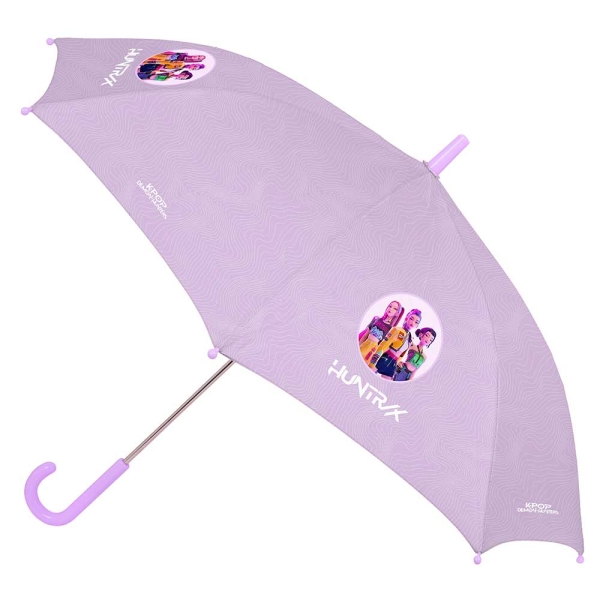 Safta K-Pop Demon Hunters Iconic Paraguas Automatico - Diametro de 60cm - Cupula con 8 Paneles - Punta de PVC - Asa Engomada - Poliester - Color Lavanda