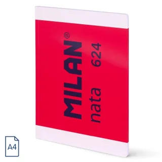 Milan Nata 624 Libreta Encolada Formato A4 Pautado 7mm - 48 Hojas de 95 gr/m2 - Microperforado - Color Rosa