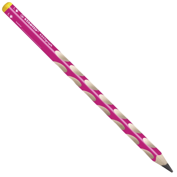 Stabilo Easygraph Lapiz de Grafito - Mina HB de 3.15mm - Diseño Ergonomico - Uso Zurdo - Color Rosa · Pack de 6 uds.