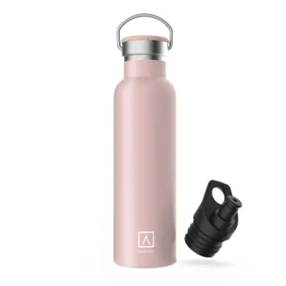 Numada Mibbot Crepe Botella Termica - Capacidad de 600ml - Tapon Deportivo - Bolsa de Neopreno - 5 Capas - Libre de BPA - Boca Ancha - Cierre Estanco - 26.2x7.1cm - Color Rosa