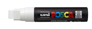 Posca PC-17K Marcador de Pintura - Punta Biselada de Poliester 15mm - Ancho de Trazo Muy Grueso - Tinta Base al Agua - Resistente a la Luz - Ideal para Carteleria y Decoracion - Color Blanco
