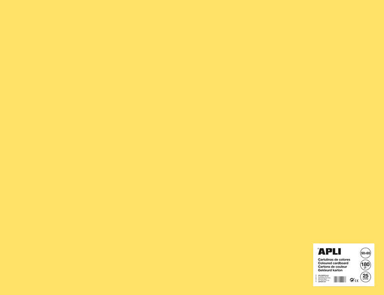 Apli Cartulina Amarillo Claro 50 x 65cm 170g 25 Hojas