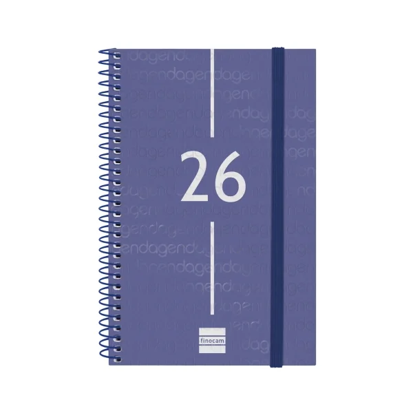 Finocam Year Agenda de Espiral en Catalan - Anual 2026 - Tapa Ligera - Formato E5 - 217x14x297mm - Semana Vista Horizontal - Color Azul