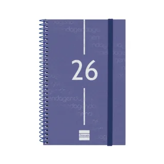 Finocam Year Agenda de Espiral en Catalan - Anual 2026 - Tapa Ligera - Formato E5 - 217x14x297mm - Semana Vista Horizontal - Color Azul