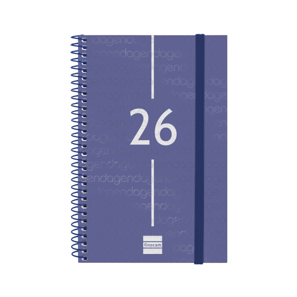 Finocam Year Agenda de Espiral en Catalan - Anual 2026 - Tapa Ligera - Formato E5 - 217x14x297mm - Semana Vista Horizontal - Color Azul