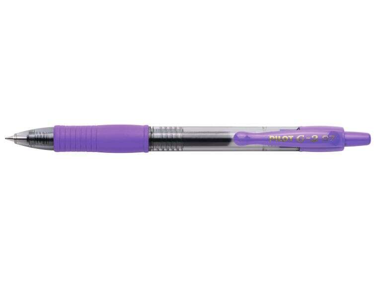 Pilot Boligrafo de Gel G2 Rollerball Retractil - Recargable - Punta de Bola Redonda 0.7mm - Trazo 0.32mm - Grip Ergonomico - Color Violeta · Pack de 12 uds.