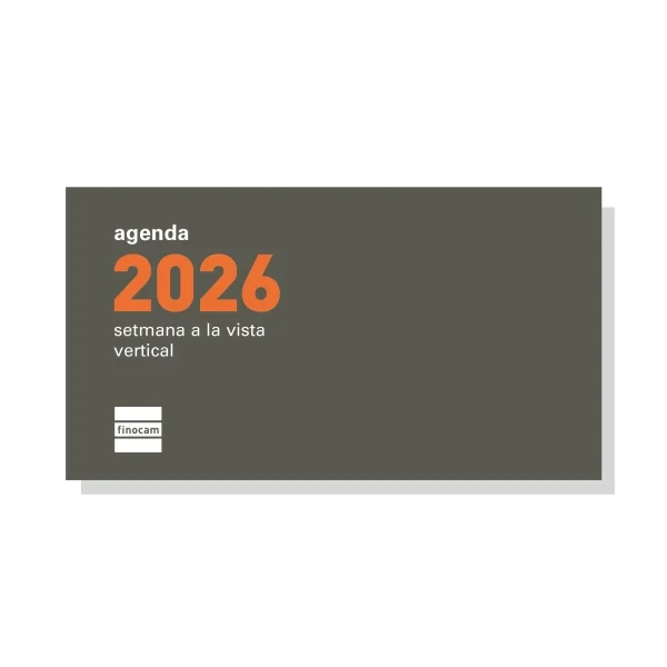 Finocam P199C Recambio para Agenda Plana en Catalan - Anual 2026 - Formato Pl1 - 118x5x65mm - Semana Vista en Vertical - Color Blanco