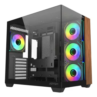 Abysm Danube Sava Nature 285B Black ARGB Caja Torre ATX, ITX, Micro ATX - Lateral y Frontal Cristal Templado - 3.5" y 2.5" - USB-A, USB-C y Audio - 4 Ventiladores ARGB Instalados - Soporta R