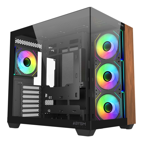 Abysm Danube Sava Nature 285B Black ARGB Caja Torre ATX, ITX, Micro ATX - Lateral y Frontal Cristal Templado - 3.5" y 2.5" - USB-A, USB-C y Audio - 4 Ventiladores ARGB Instalados - Soporta Refrigeracion Liquida