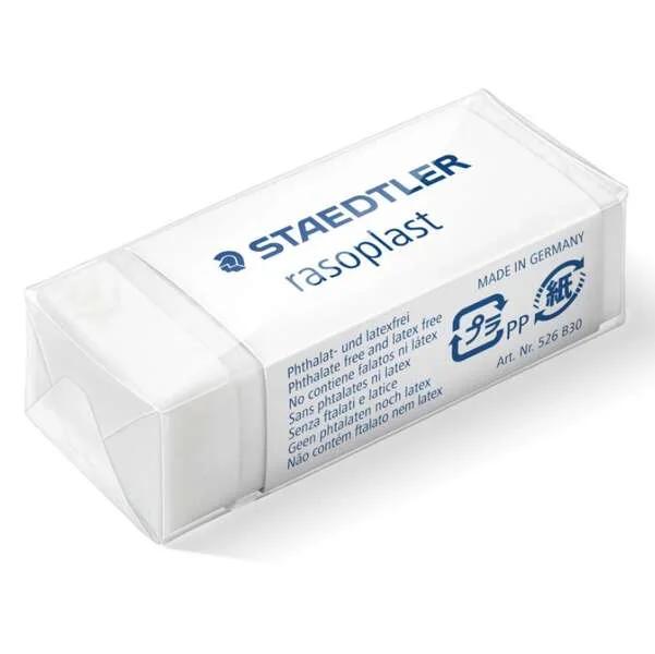 Staedtler Rasoplast 526 B30 Goma de Borrar - Borrado de Alta Calidad - Minimos Residuos - Color Blanco · Pack de 30 uds.