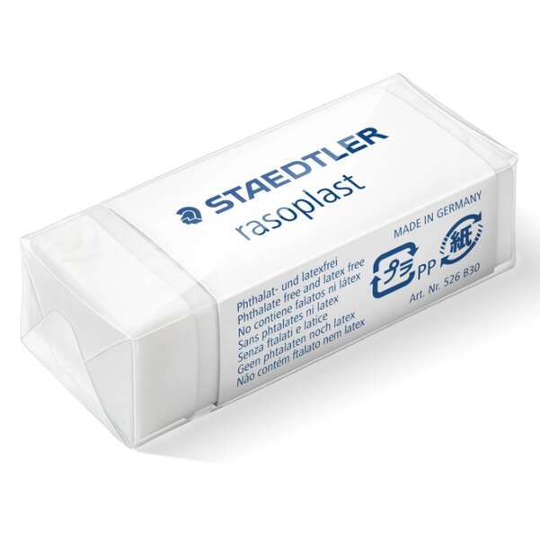 Staedtler Rasoplast 526 B30 Goma de Borrar - Borrado de Alta Calidad - Minimos Residuos - Color Blanco · Pack de 30 uds.