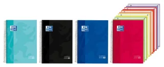 Oxford Cuaderno de Espiral - Formato A4+ - 150 Hojas - Cuadricula 5x5mm - Tapa Extradura - Anti Traspaso de Tinta - Digitalizacion de Textos con App - Colores Surtidos · Pack de 5 uds.