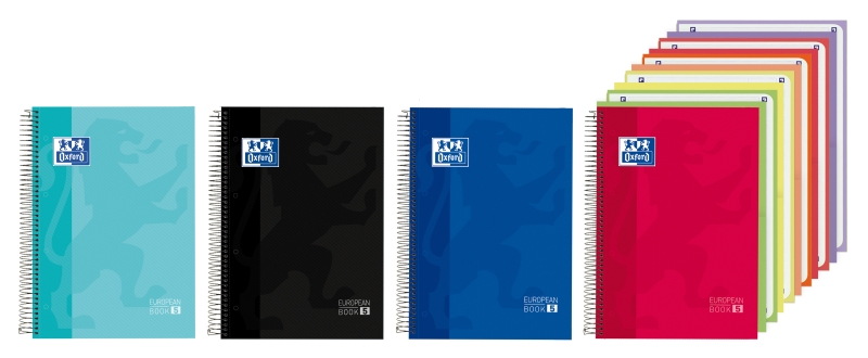 Oxford Cuaderno de Espiral - Formato A4+ - 150 Hojas - Cuadricula 5x5mm - Tapa Extradura - Anti Traspaso de Tinta - Digitalizacion de Textos con App - Colores Surtidos · Pack de 5 uds.
