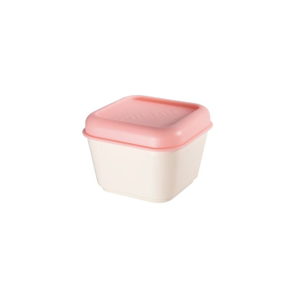 Milan Coleccion 430 Fiambrera Cuadrada 0.33L - Apta para Microondas, Lavavajillas y Congelador - Libre de BPA - Medidas 10x10x7,5cm - Color Beige/Rosa