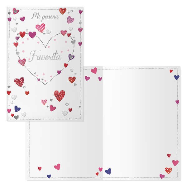 Dohe Delicia Pack de 6 Tarjetas de Felicitacion San Valentin - 11.5x17cm - Impresion a Todo Color - Estampaciones con Pelicula de Color - Estampacion en Seco - Papel Offset Blanco de 300gr -