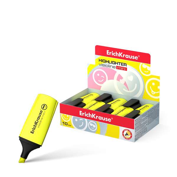 Erichkrause Visioline Mini Fluorescente - Punta Biselada - Trazo 0.6 a 5.2mm - Color Amarillo · Pack de 10 uds.