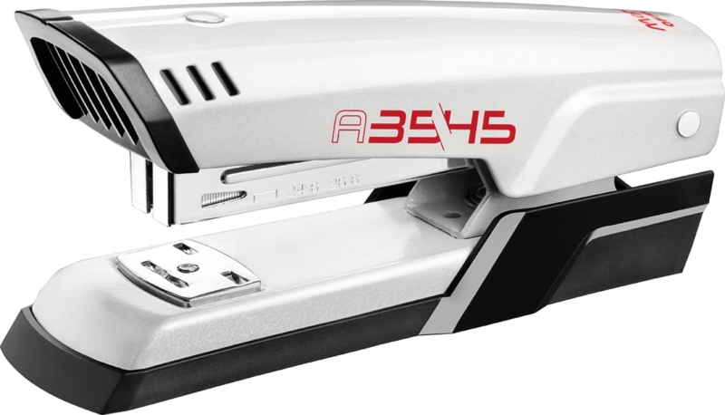 Maped Half Strip A-3545 Grapadora Metalica de Sobremesa - Hasta 25 Hojas a la Vez - Admite Grapas 24/6 y 26/6 - Grapado Abierto y Cerrado - Color Blanco