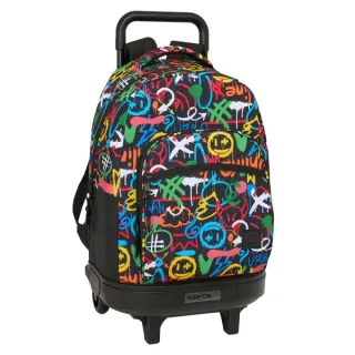 Safta Mochila con Carro - Extraible - Bolsillo Frontal - Portabotellas - Tirador Doble - Hombreras Acolchadas - Asa Acolchada - Tarjeta ID - Base Reforzada - 330x220x450mm - Multicolor