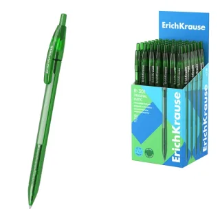 ErichKrause R-301 Matic Original Boligrafo Retractil - Punta de 1.0mm - Trazo 0.5mm - Color Verde · Pack de 50 uds.