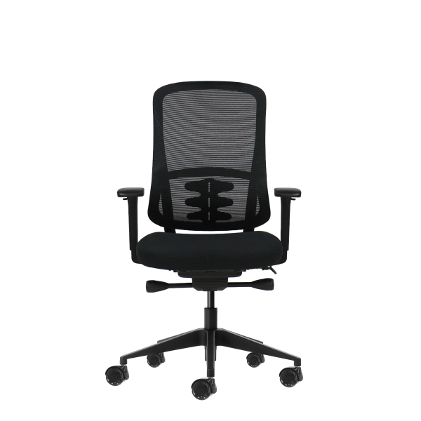 Oqonos Cherg 021 Silla de Oficina Ergonomica con Mecanismo Autobalanceado, Reposabrazos 4D, Asiento Deslizable y Ruedas de Silicona - Negro